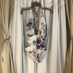 FLORAL LOW PLUNGE ONE PIECE SWIMSUIT